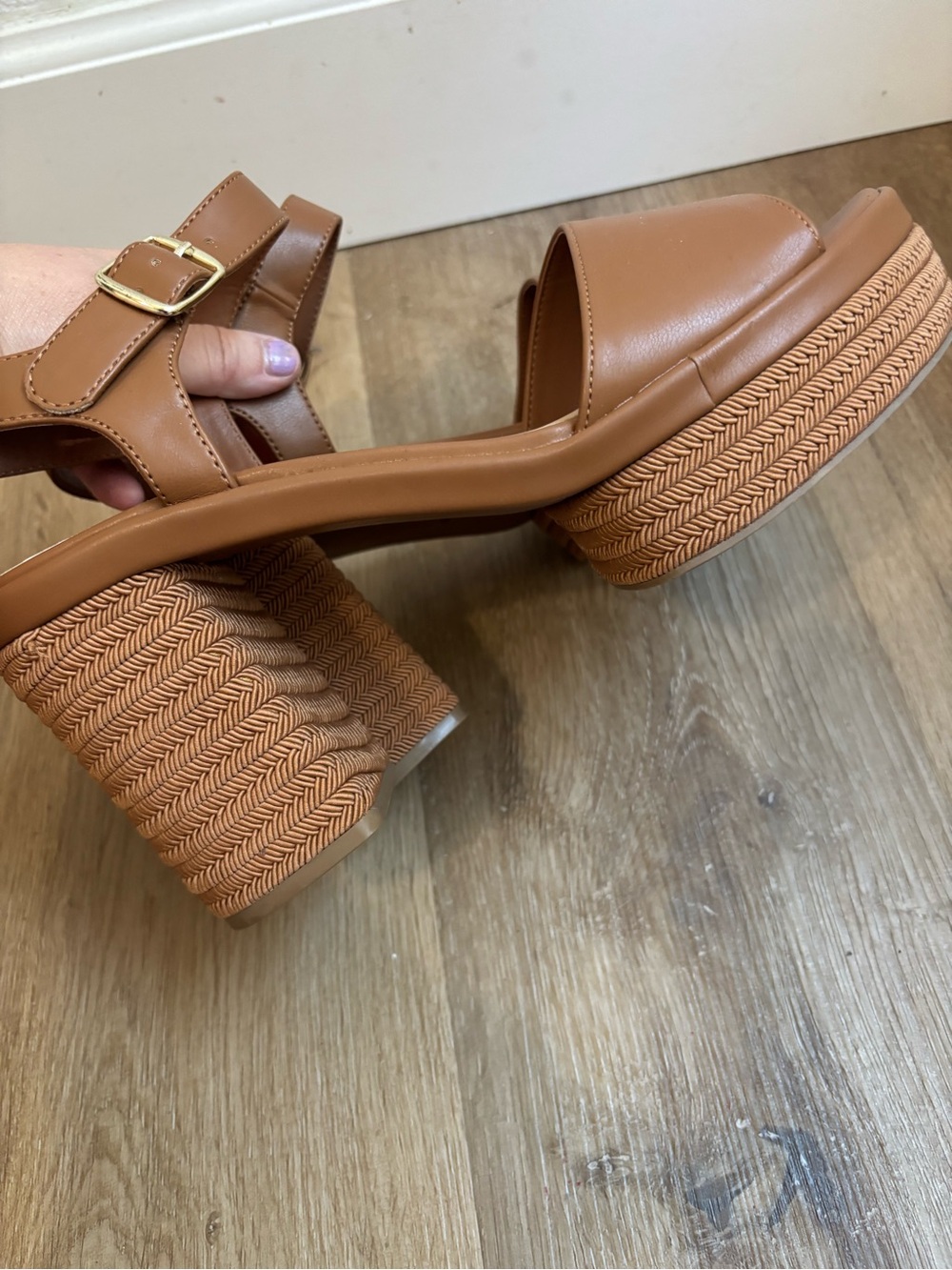 Sun + Stone Platform Block Heel Sandal Tan Boho Womens Size 11 - Picture 6 of 9